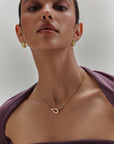 Gold Interlocked Pave & Polished Knot Necklace