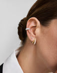 Silver Pave Curved Teardrop Ear Cuff