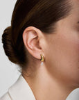 Gold Curved Teardrop Dangle Stud Earrings