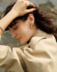 Gold Large Dome Stud Hoop Earrings