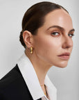 Gold Large Dome Stud Hoop Earrings