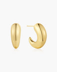 Gold Large Dome Stud Hoop Earrings