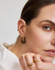 Gold Hollow Tiger's Eye Organic Pebble Drop Earrings
