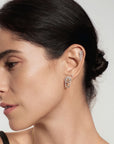 Silver Five-Prong Sparkle Barbell Earring