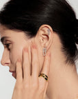 Silver Five-Prong Sparkle Barbell Earring