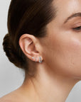 Silver Five-Prong Sparkle Barbell Earring