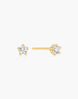 Gold Mini Five-Prong Sparkle Stud Earrings