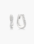 Silver Slim Pave Wave Huggie Hoop Earrings