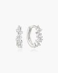 Silver Zig-Zag Pave Huggie Hoop Earrings