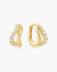 Gold Duet Wave Huggie Hoop Earrings