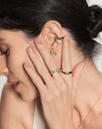 Gold Pave Wave Huggie Hoop Earrings