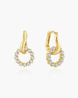 Gold Pave Interlocked Huggie Hoop Earrings