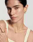 Gold Pave Interlocked Huggie Hoop Earrings
