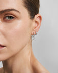 Silver Pave Interlocked Huggie Hoop Earrings