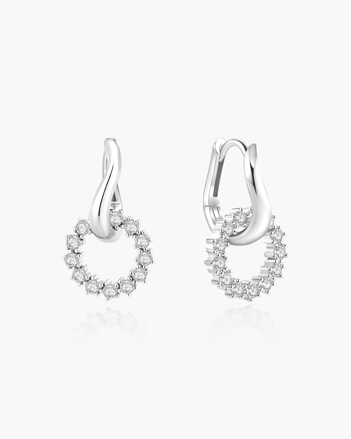 Silver Pave Interlocked Huggie Hoop Earrings