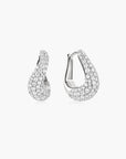 Silver Pave Wave Huggie Hoop Earrings