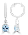 9CT ELLERY AQUAMARINE & DIAMOND EARRINGS