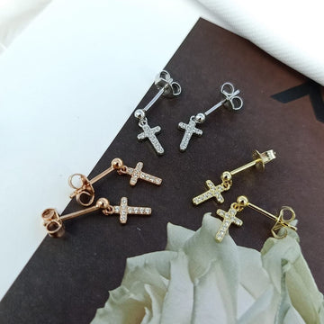 THE CZ CROSS STUDS - STERLING SILVER