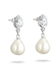 Earrings pearl with zirconia in teardrop shape