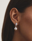 Earrings pearl with zirconia in teardrop shape