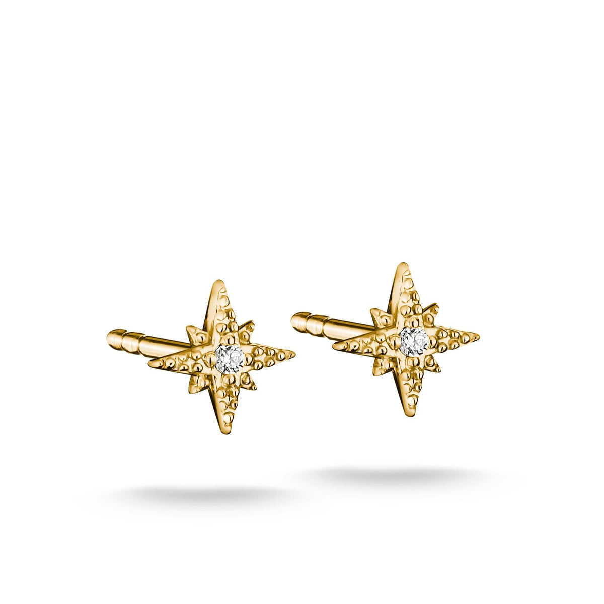 Stud earrings star with zirconia