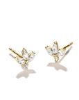 Stud earrings flower with zirconia in teardrop shape