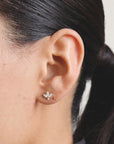 Stud earrings flower with zirconia in teardrop shape