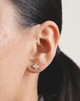 Stud earrings flower with zirconia in teardrop shape