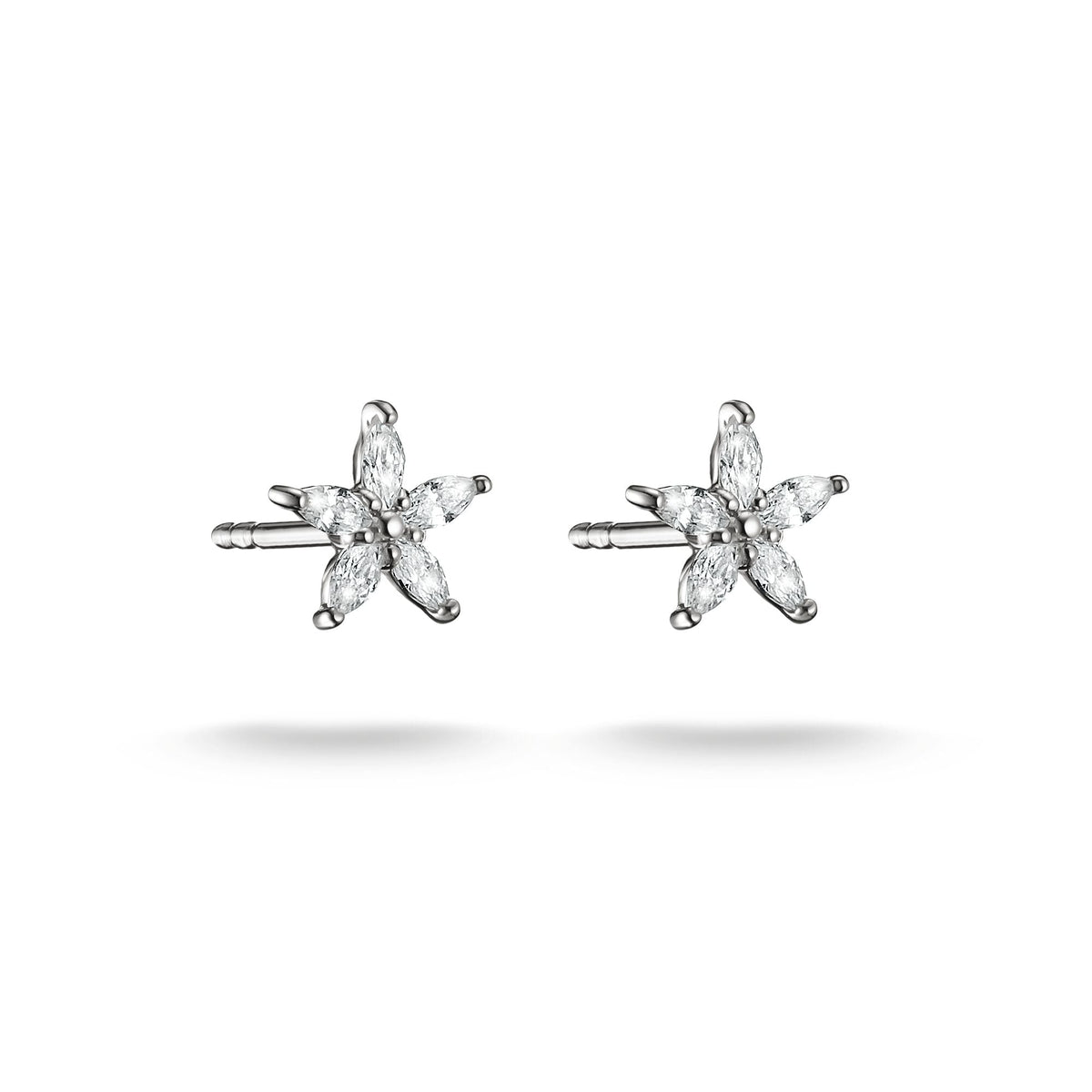 Stud earrings flower with zirconia