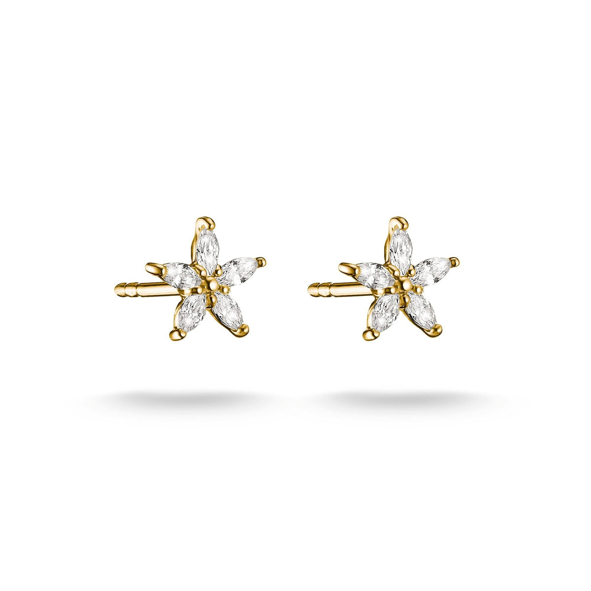 Stud earrings flower with zirconia