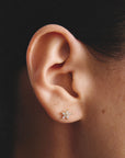 Stud earrings flower with zirconia