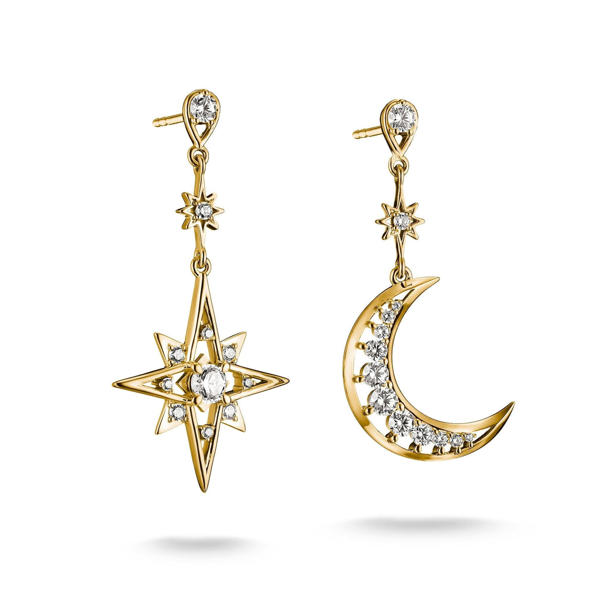 Earrings moon and star with zirconia