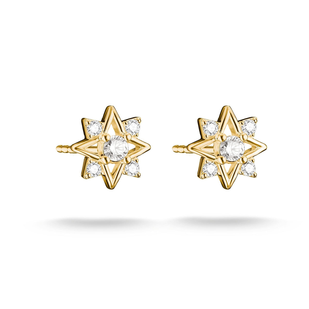 Stud earrings star with zirconia