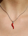 9CT GOLD RED CORNICELLO PENDANT