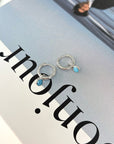 TURQUOISE HUGGIE EARRINGS - STERLING SILVER