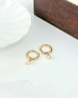 AMARA PEARL HUGGIE EARRINGS- STERLING SILVER