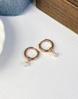 AMARA PEARL HUGGIE EARRINGS- STERLING SILVER