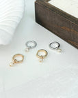 AMARA PEARL HUGGIE EARRINGS- STERLING SILVER