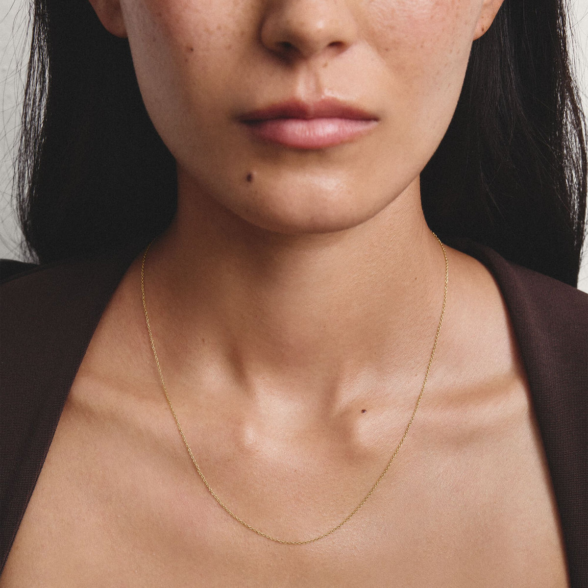 Gold-Tone Stainless Steel Anchor Chain Necklace 1mm
