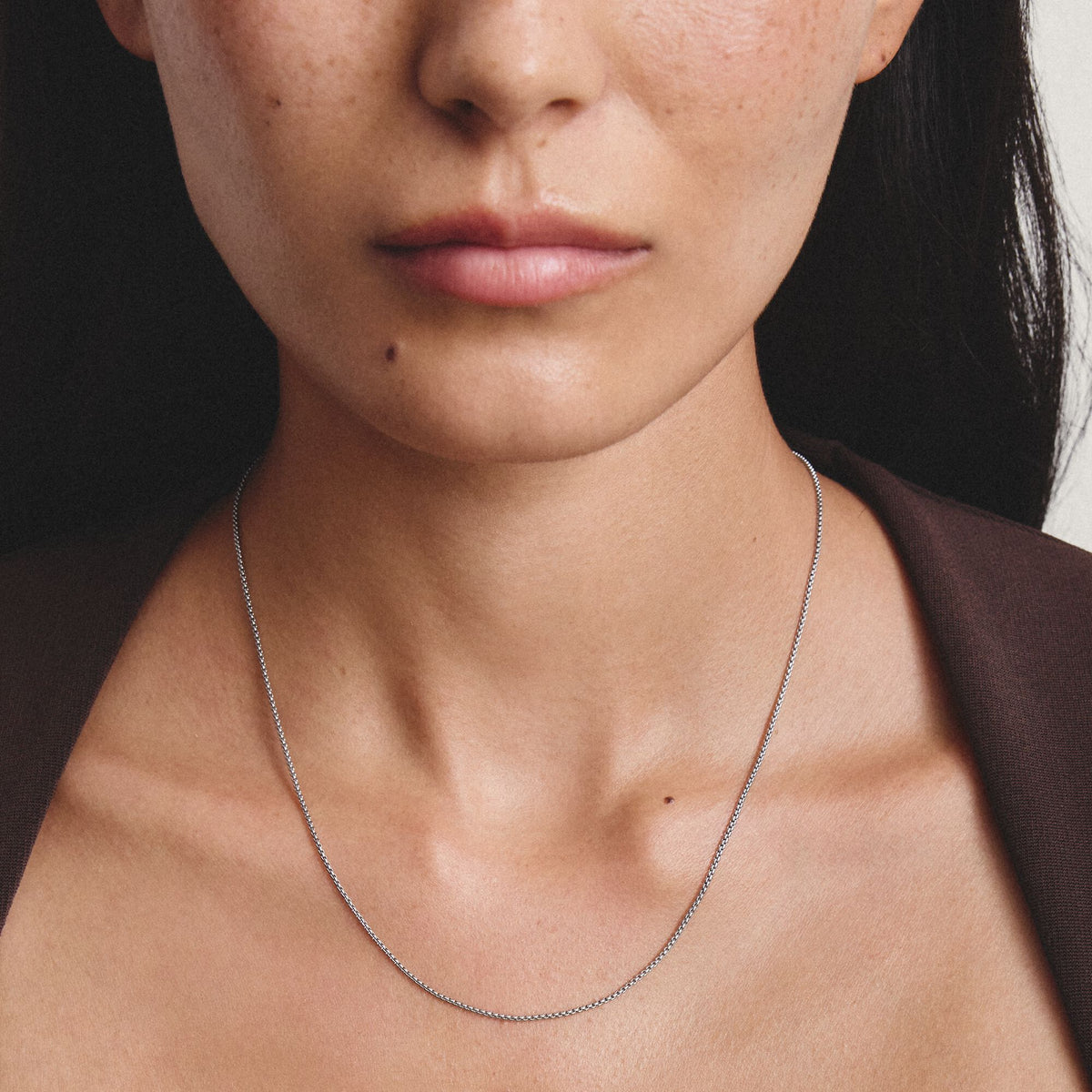 Silver-Plated Box Chain Necklace 1mm