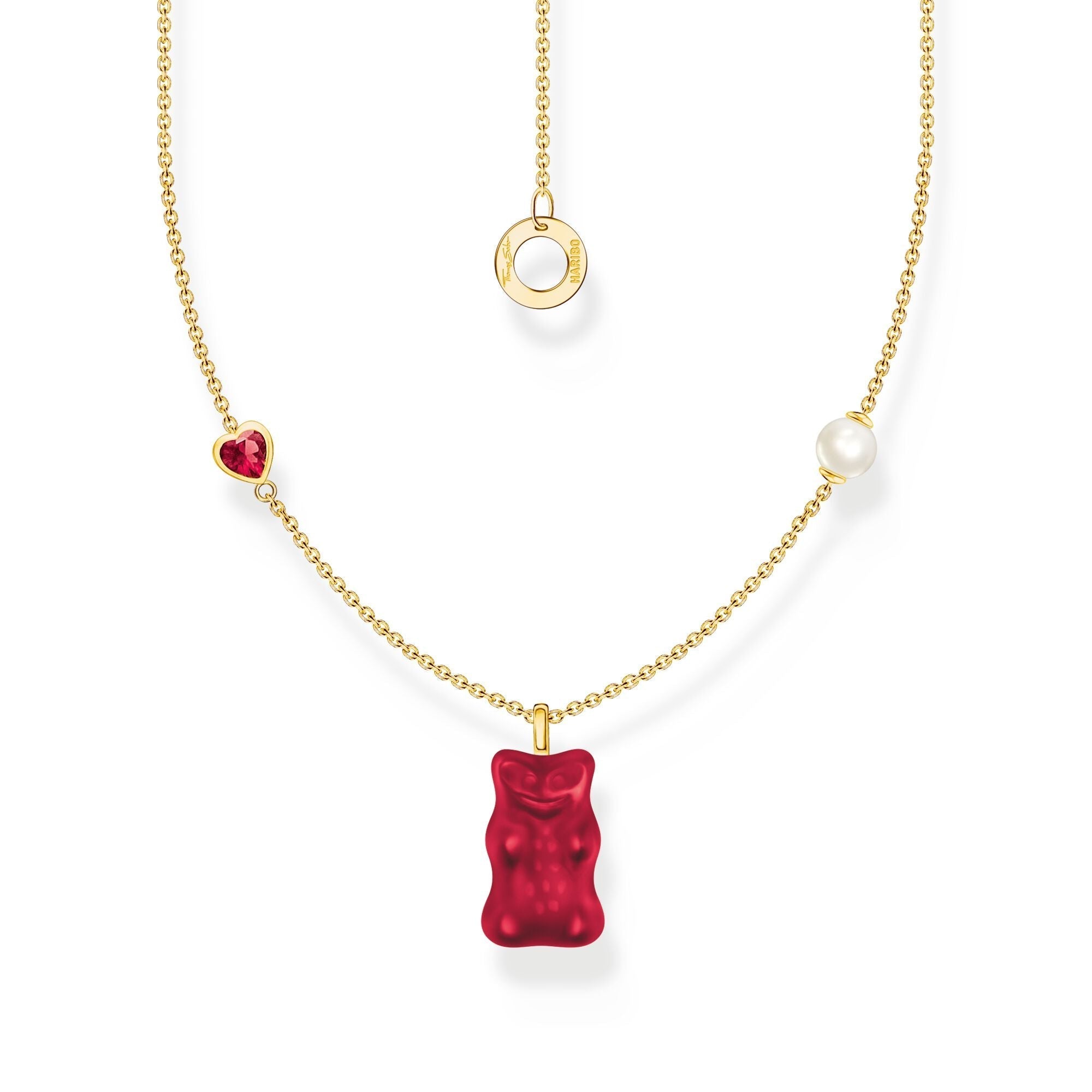 THOMAS SABO Necklace with red goldbears pendant &amp; freshwater pearl
