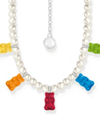 THOMAS SABO Pearl necklace with 5 colourful goldbears