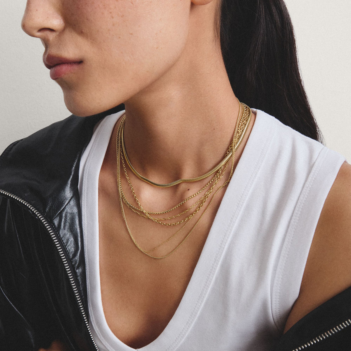 Gold-Tone Stainless Steel Singapore Chain Necklace 1.7mm
