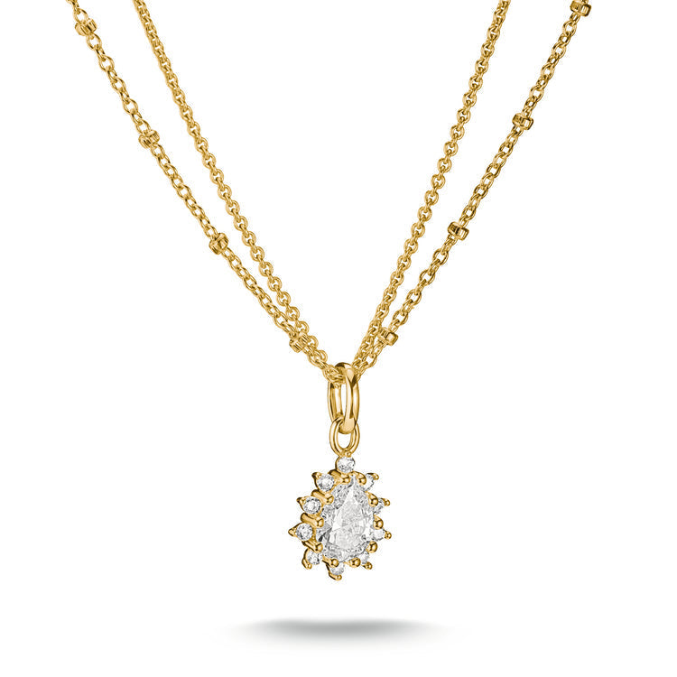 Double chain with zirconia in teardrop shape
