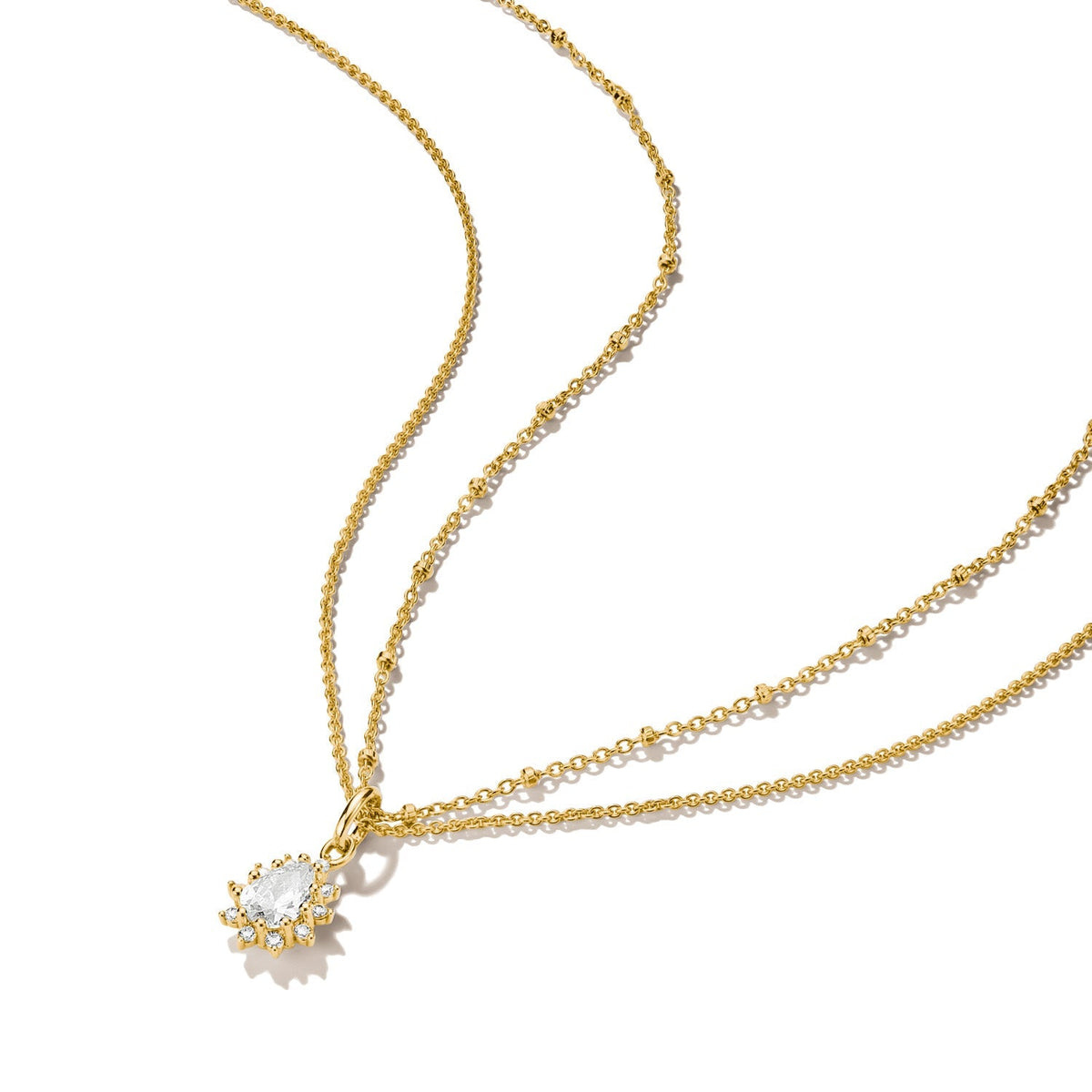 Double chain with zirconia in teardrop shape