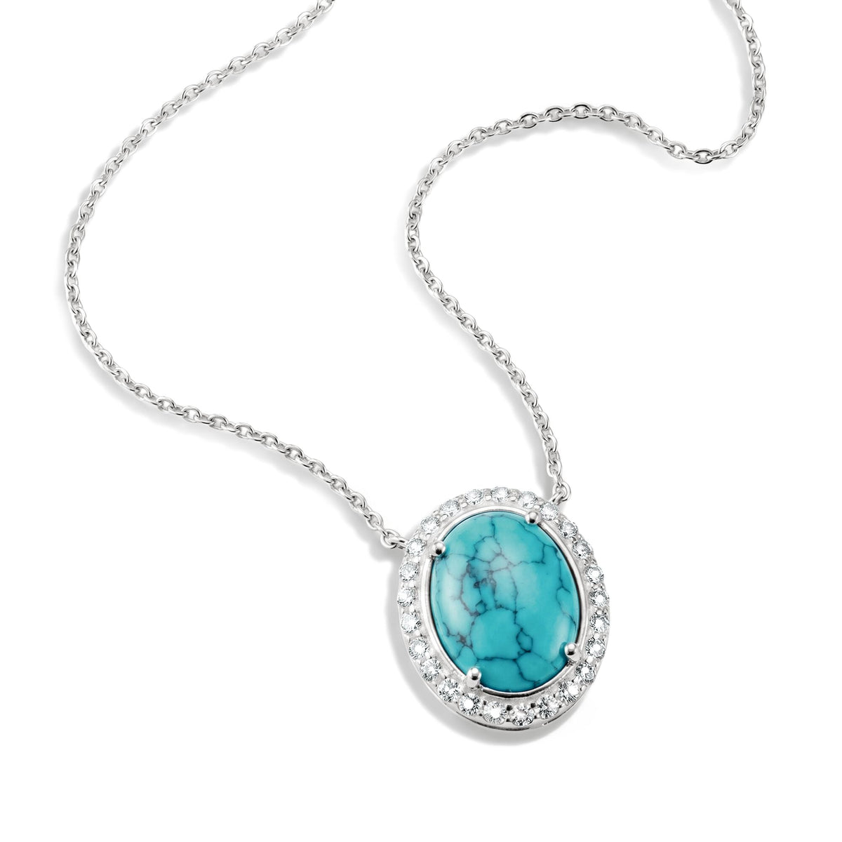Chain with imitation turquoise and zirconia