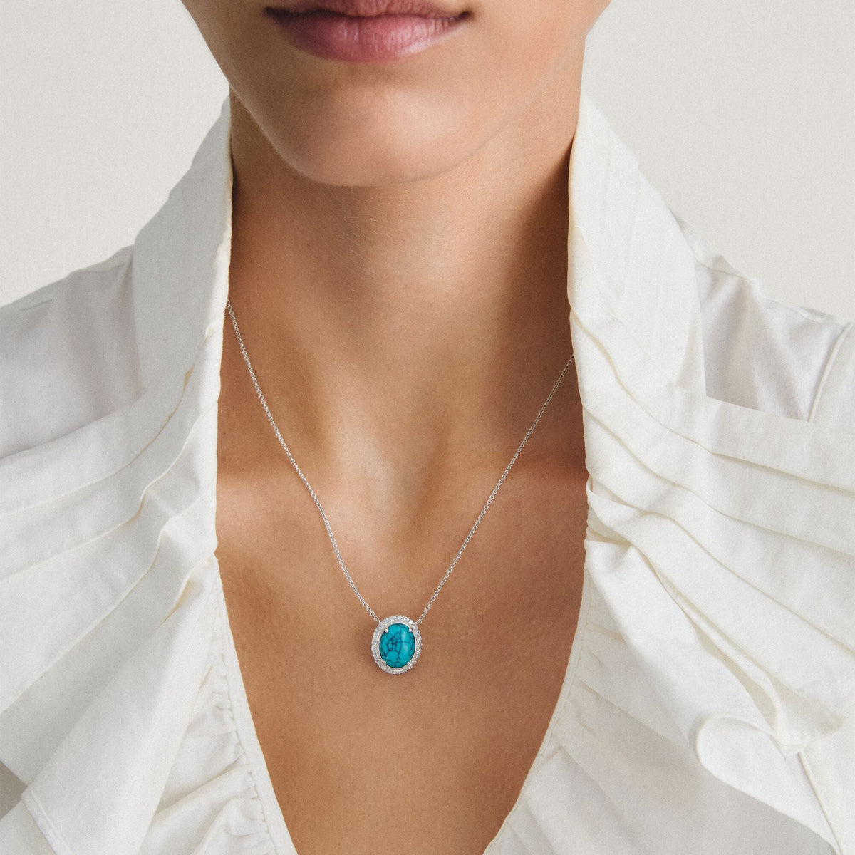 Chain with imitation turquoise and zirconia