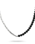 Stainless Steel Obsidian Bead Necklace