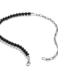 Stainless Steel Obsidian Bead Necklace