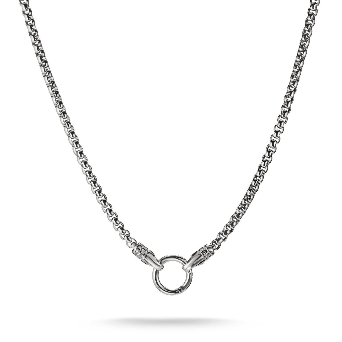 Stainless Steel Box Chain Necklace with Ring Clasp 4mm